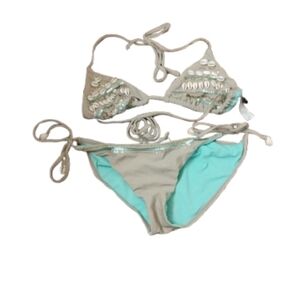 2000s Style Ninety Six Degrees Shell Embellished Bikini Set